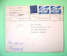 Sweden 1962 Cover To Belgium - Nummer - Plane SAS - Cartas & Documentos