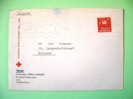 Sweden 1965 Cover To Belgium - Stone Carvings Fish Ship - Red Cross Logo - Brieven En Documenten