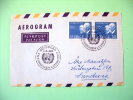 Sweden 1966 Aerogramme Goteborg To Sundsau - Nobel Lenard Baeyer - United Nation Looking Cancel - Cartas & Documentos