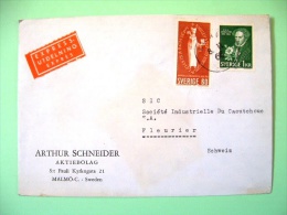 Sweden 1966 Cover To Switzerland - Archbishop Stephen Seal - Carl Jonas Almqvist - Writer Poet Flower - Brieven En Documenten