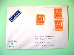 Sweden 1967 FDC Cover To USA - European Free Trade Asociation - Full Set (Scott 717 +718+718=2.90 $) - Covers & Documents