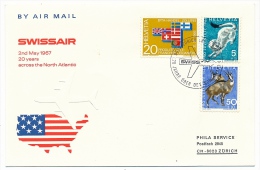 Suisse / Liechtenstein - 20 Ans Au Dessus De L'Atlantique Nord- 2 Mai 1967 - 3 Enveloppes - Erst- U. Sonderflugbriefe