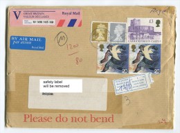 Very Fine Cover  Registered To Belgium Mixed Franking With HIGH VALUE £3 Castle - Entiers Postaux