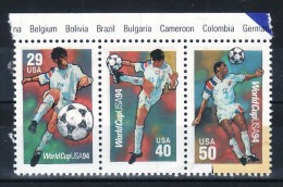 2537/ USA 1994 Mi.No. 2457 - 2459 Used Traveled Football FIFA World Cup In USA - 1994 – Vereinigte Staaten