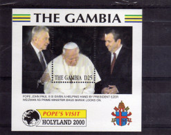 GAMBIA 2000 JHON PAUL POPE VISIT HOLYLAND SHEET VISITA IN TERRA SANTA PAPA GIOVANNI PAOLO II FOGLIETTO MNH - Gambie (1965-...)