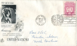 (114) Nited Nations New York FDC Cover - 1954 - Labor Organization - Brieven En Documenten