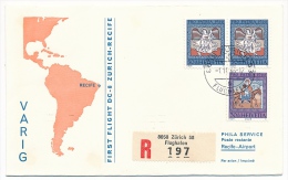 Suisse / Liechtenstein - Premier Vol DC 8 VARIG - Zürich / Recife - 1/11/1966 - 2 Enveloppes - Primeros Vuelos