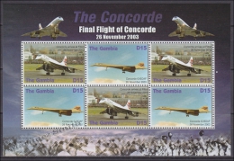 Gambia 2006 Yvert 4607C-07D, Concorde Airplane, Ann. First Flight (II) - Sheetlet - MNH - Gambia (1965-...)