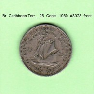 BRITISH CARIBBEAN TERRITORIES   25  CENTS   1965   (KM # 6) - Caraibi Britannici (Territori)