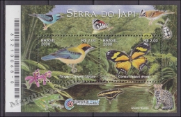 Bresil - Brazil - Brasil 2008 Miniature Sheet Yvert BF 134, Fauna, Serra Do Japi, Natural Heritage - MNH - Ongebruikt
