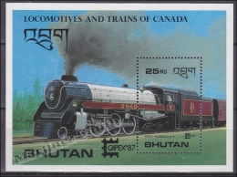 Bhutan - Bhoutan 1987 Miniature Sheet Yvert BF 132, Canadian Trains (II) - MNH - Bhután