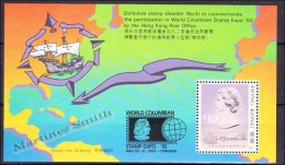 Hong Kong 1992 Yvert BF 22, World Columbian Stamp Expo 92, Miniature Sheet - MNH - Ungebraucht