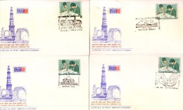 India Special Cover - Set Of 11 Issued On Inpex 70, Different Post Marks, Qutub Minar, Red Fort, India Gate, Jama Masjid - Covers