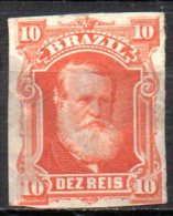 BRAZIL 1878  Emperor Dom Pedro II - 10r. - Red   FU - Oblitérés