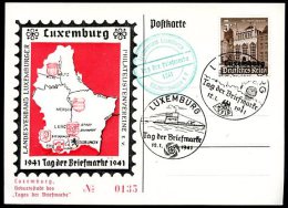 LUXEMBOURG GERMAN OCCUPATION Card Illustrated W/Many Invasion Alusive Cancels - 1940-1944 Ocupación Alemana