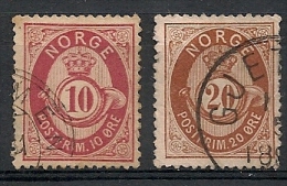 Norvège Norge. 1877 . N° 25,27. Oblit. - Gebruikt