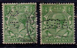 Grande Bretagne;Great Britain;1912;n°Y:139x 2 ; Perforé ;perfin: "H.C.B., C.S.A. "; Cote Y: 1.20e. - Perfins