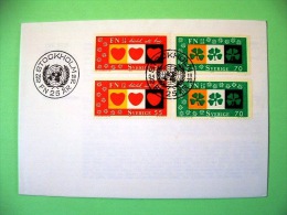 Sweden 1970 FDC Cover - United Nations - Heart Love Not War 4-leaves Clover - Full Set - Briefe U. Dokumente