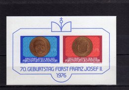 LIECHTENSTEIN 1976 Franz Josef II BIRTH DAY 50 Fr Memorial Coin Sheet FOGLIETTO MNH - Blocs & Feuillets