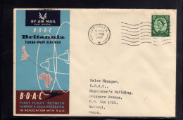 GREAT BRITAIN GRAN BRETAGNA 3 FEB 1960 FIRST FLIGHT LONDON JOHANNESBURG BOAC JET  FDC COVER - 1952-71 Ediciones Pre-Decimales