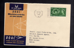 GREAT BRITAIN GRAN BRETAGNA 17 SEP 1960 FIRST FLIGHT LONDON COLOMBO BOAC JET  FDC COVER - 1952-71 Ediciones Pre-Decimales