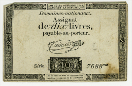 France -  Assignat -   Dix  Livres -  TTB - Série  7688 - Assignats