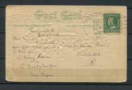 USA 1909 Postal Card Penbrook To Huntsdale  Nice Christmas Bell Embossed - Lettres & Documents