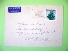 Sweden 2001 Cover To Holland - Christmas Tree Ornaments - Train Cancel - Cartas & Documentos