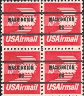 Block 4-1983 USA Precanceled Winged Air Envelope Airmail Stamp 13c Sc#C79b Unusual - Erreurs Sur Timbres