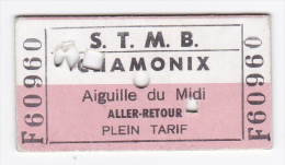 CHAMONIX / STMB - Ticket Pour L´aiguille Du Midi / Aller Et Retour - Année 70-80 - Europe