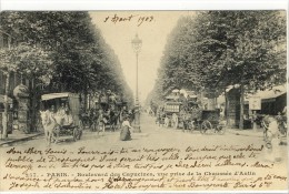 Carte Postale Ancienne Paris 2ème - Boulevard Des Capucines Vue Prise De La Chaussée D'Antin - Attelages - Arrondissement: 02