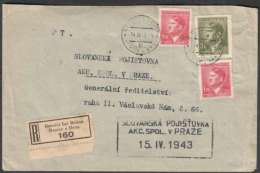 BuM0916 - Böhmen Und Mähren (1943) Rossitz Bei Brünn - Rosice U Brna / Prag 1 - Praha 1 (R-letter) Tariff: 5,40K - Covers & Documents
