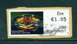 IRELAND - 2012  Post And Go/ATM Label  Green Crab  Used On Piece As Scan - Franking Labels