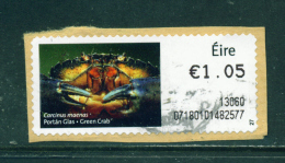 IRELAND - 2012  Post And Go/ATM Label  Green Crab  Used On Piece As Scan - Frankeervignetten (Frama)