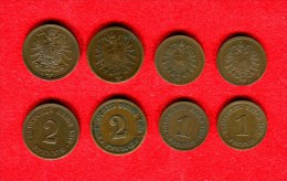 ALLEMAGNE - DEUTSCHLAND - GERMANY - LOT 2 PFENNIG 1875 B, 1875 J - 1 PFENNIG  1874 D X2 - 25 Pfennig