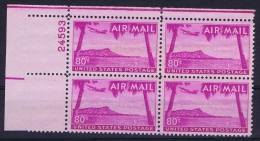 USA Airmail 1952 Mi 62 / C46 Cornerblock, MNH/** - Marcofilia