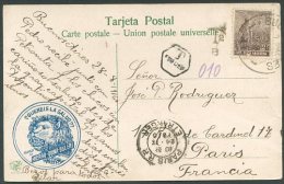 ARGENTINA TO FRANCE TAXE Postcard W/Advertising Hierro - Quina - Bisleri 1916 VF - Usados
