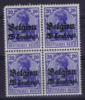 Deutsche Reich: Belgium 1914 Mi Nr 4 4-block MNH/** - Occupation 1914-18