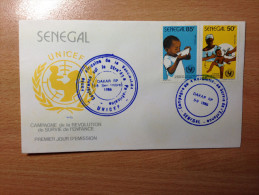 Sénégal FDC 1er Premier Jour 1986 UNICEF Childhood Kinheit Baby Campagne Revolution Survie Enfance - Sénégal (1960-...)