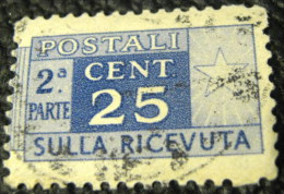 Italy 1946 Parcel Post 25c - Used - Paquetes Postales