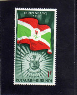 BURUNDI 1962 INDEPENDANCE FLAG PREMIUM INDIPENDENZA BANDIERA MNH - Nuevos