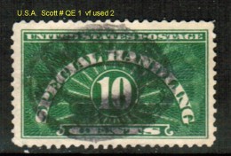 U.S.A.    Scott  # QE 1  VF USED - Paketmarken