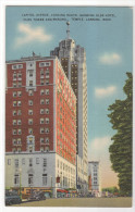 Capitol Avenue Olds Hotel Tower Masonic Temple Lansing Michigan Linen Postcard - Lansing