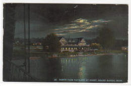 North Park Pavilion At Night Grand Rapids Michigan 1913 Postcard - Grand Rapids