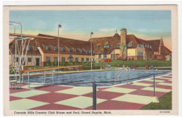 Cascade Hills Country Club Swimming Pool Grand Rapids Michigan 1940s Postcard - Grand Rapids