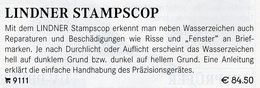 Wasserzeichen-Sucher Stampscope Neu 85€ Prüfen Von WZ Auf Briefmarken Check Of Stamps Paper Wmkd. LINDNER Offer9111 - Philatelie