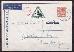 1933 Luchtpostenvelop Per POSTJAGER  Amsterdam / Batavia In Rood Naar Bandoeng - Storia Postale