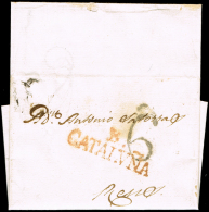 BARCELONA PREF. - BARCELONA PE 49 - 1830 CARTA CIRC. A REUS + PORTEO 6 - ...-1850 Préphilatélie