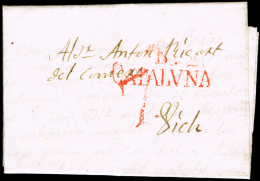 BARCELONA PREF. - BARCELONA PE 49 - 1835 CARTA CIRC. A VICH + PORTEO 7 - ...-1850 Prephilately