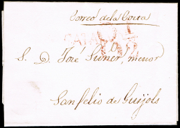 BARCELONA PREF. - BARCELONA PE 49 - CARTA CIRC. A SAN FELIU + PORTEO 81/2 - ...-1850 Préphilatélie